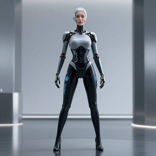 Sleek Cybernetic AI Character Portrait