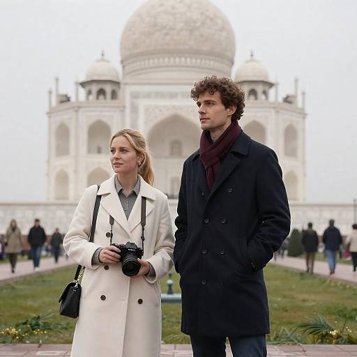Couple Outdoors with Ornate Building