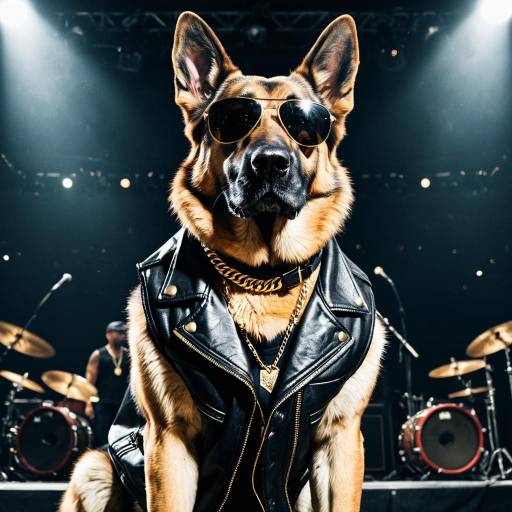 German Shepherd in Hip-Hop Style Outfit