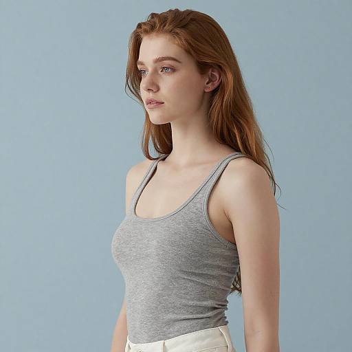 Young Woman in Gray Tank Top Portrait