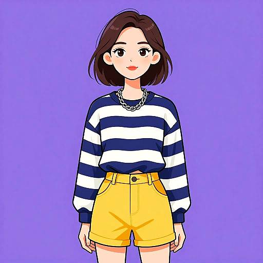 Casual Woman in Striped Sweater