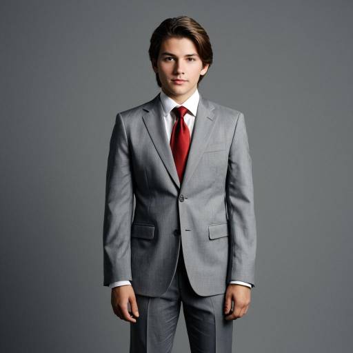 Young Man in Grey Suit and Red Tie