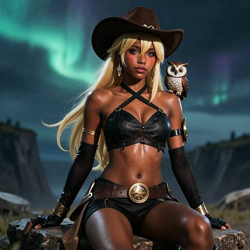 Aether Cowgirl on Storm-Lashed Cliff