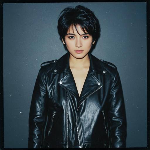 Young Woman in Black Leather Jacket Portrait