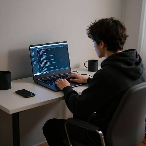 Programmer Working in Minimalist Room