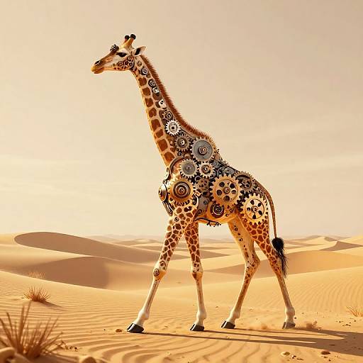 Surreal Cyberpunk Clockwork Giraffe
