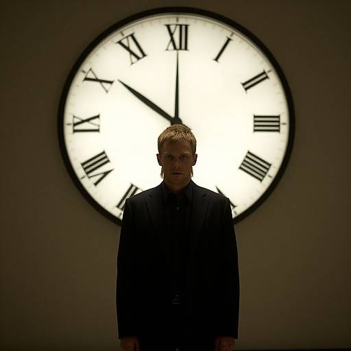 Man Standing Before Giant Clock