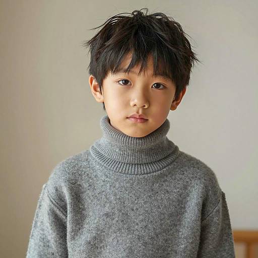 Cozy Knitwear Portrait of Young Boy