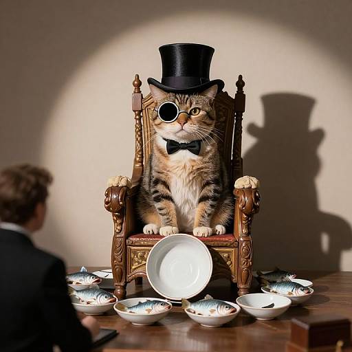 Regal Cat Judge on Throne