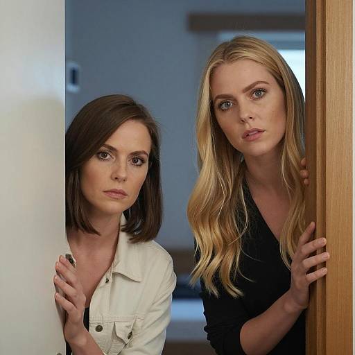 Women Peeking Through a Door