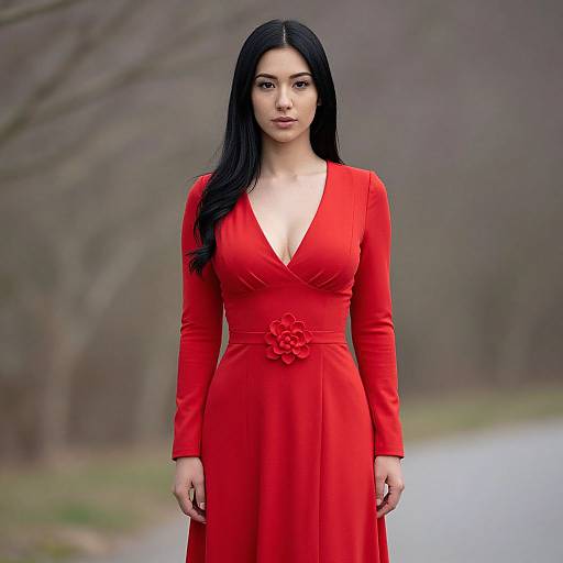 Elegant Woman in Red Gown