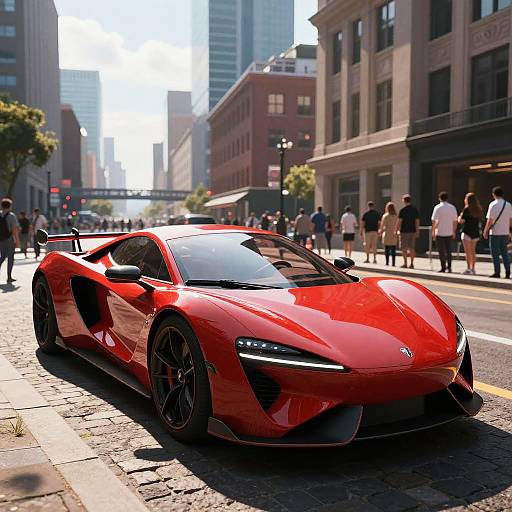 Futuristic Red-Black Flying Car