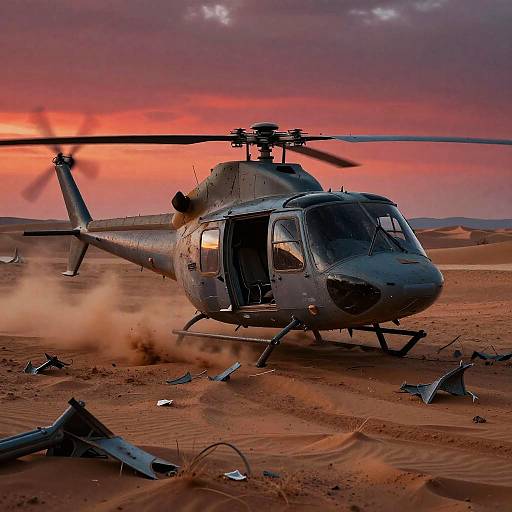 Post-Impressionist Broken Helicopter at Dusk