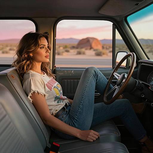 Cinematic Portrait of a Woman in Pickup