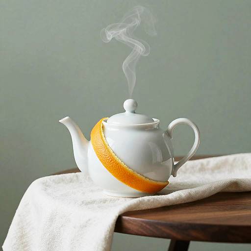 Porcelain Teapot with Citrus Peel and Steam