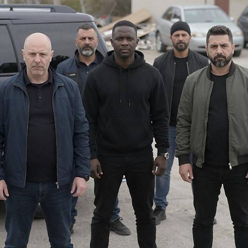 Intense Group Portrait Near SUV