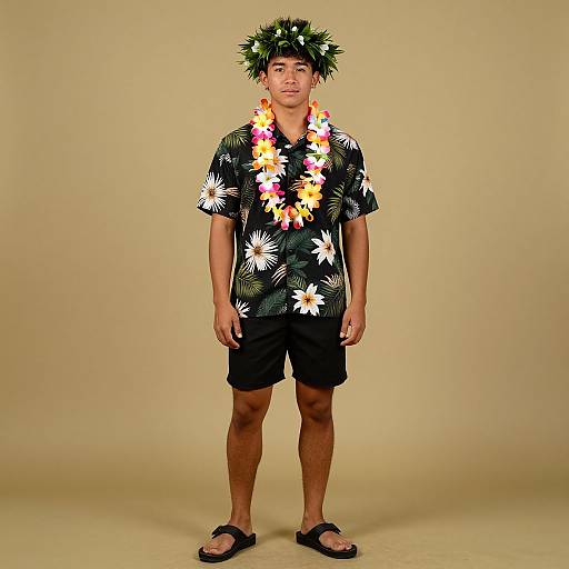 Realistic Photo of Boy in Aloha Costume