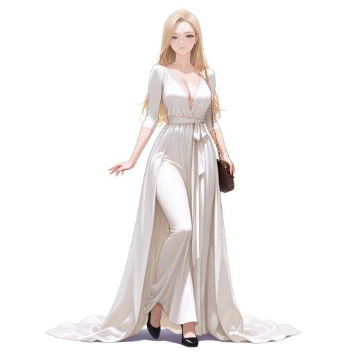 Elegant Tall Woman in Flowing Dress Elegant Tall Woman in Flowing Dress