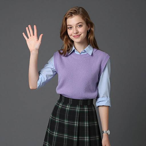 Smiling Young Woman in Casual Outfit