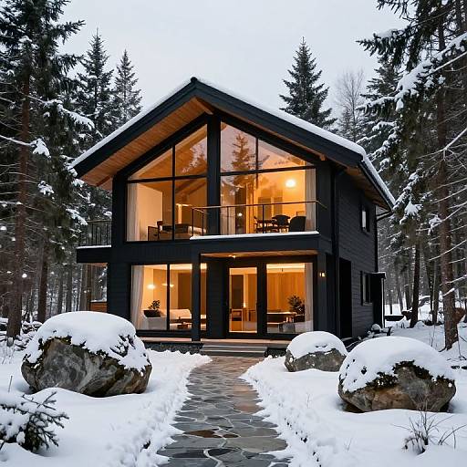 Cozy Snow-Covered Modern Cabin