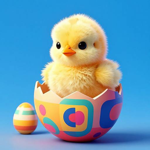 Cubist Baby Chick Breaking Easter Egg