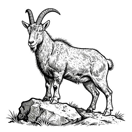 Mountain Goat Line Art Coloring Page
