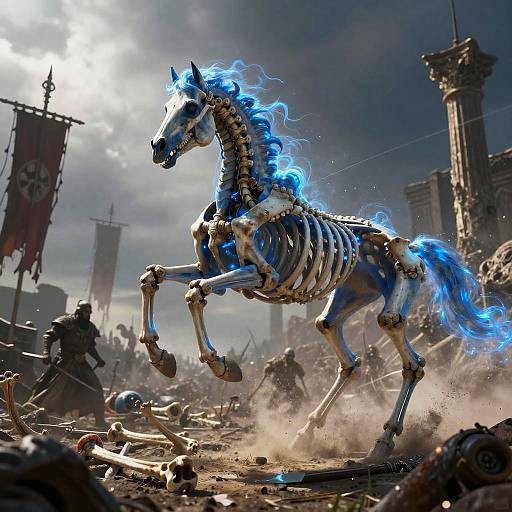 Spectral Blue Skeletal Horse Charge