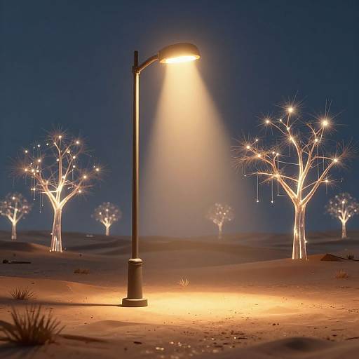 Surreal Cyberpunk Desert Streetlamp
