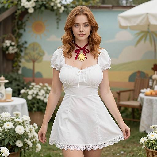 Stylish Woman in Vintage Garden