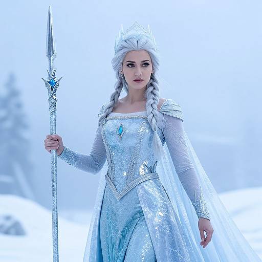 Enchanting Ice Queen in Snowy Armor