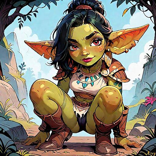 Tribal Goblin Girl Spear Warrior