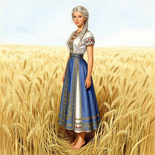 Ukrainian Woman in Wheat Field