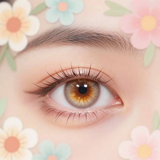 Dreamy Brown Eyes with Floral Whimsy
