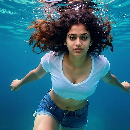 Photorealistic Underwater Tamil Girl Portrait
