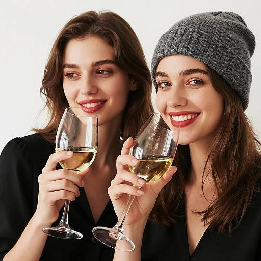 Two Women Toasting with White Wine