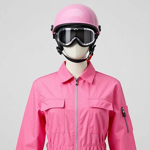 Mannequin in Pink Jumpsuit and Helmet