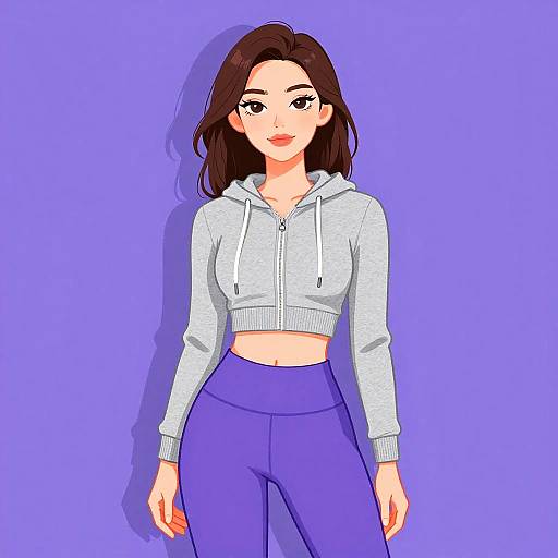 Athleisure Woman in Gray Hoodie