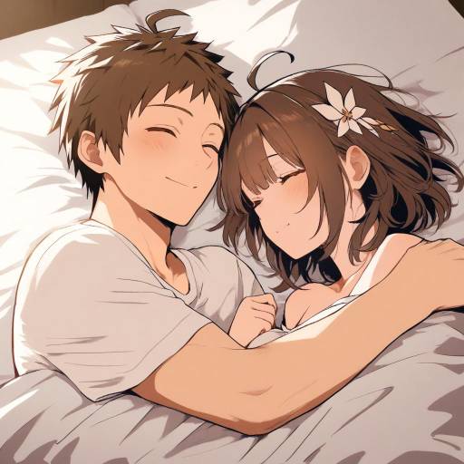 Cute Couple Sleeping Together in Bed