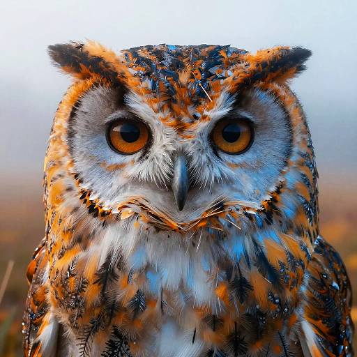 Surreal Owl Portrait with Autumn Mist