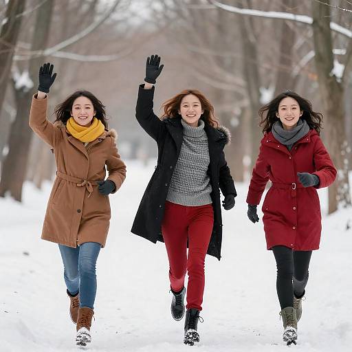 Joyful Run Through the Snowy Forest
