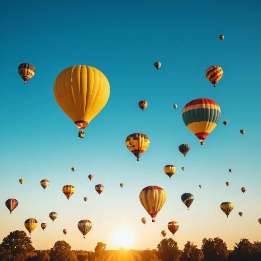 Colorful Hot Air Balloons in Blue Sky Colorful Hot Air Balloons in Blue Sky