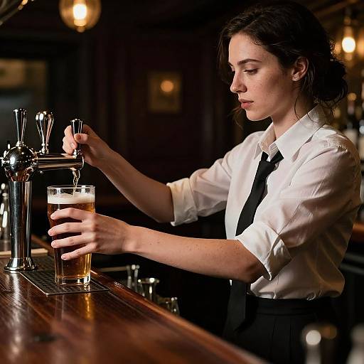 Photorealistic Bartender in Dark Bar