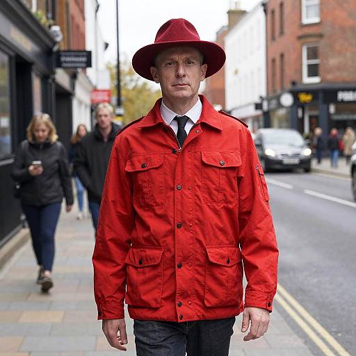 Man in Red Scouser Outfit