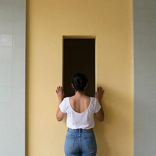 Nude Figure Against Yellow Wall