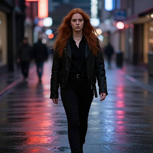 Edgy Woman on Neon Urban Street