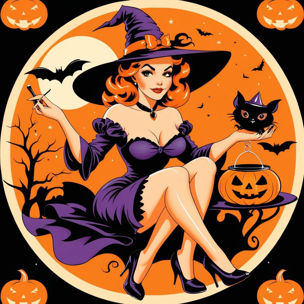 Vintage Pin-Up Witch for Halloween