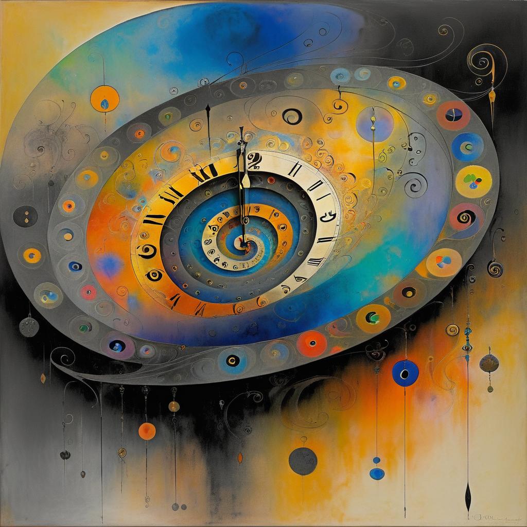 Surreal Clock in Dreamlike Charcoal Vision