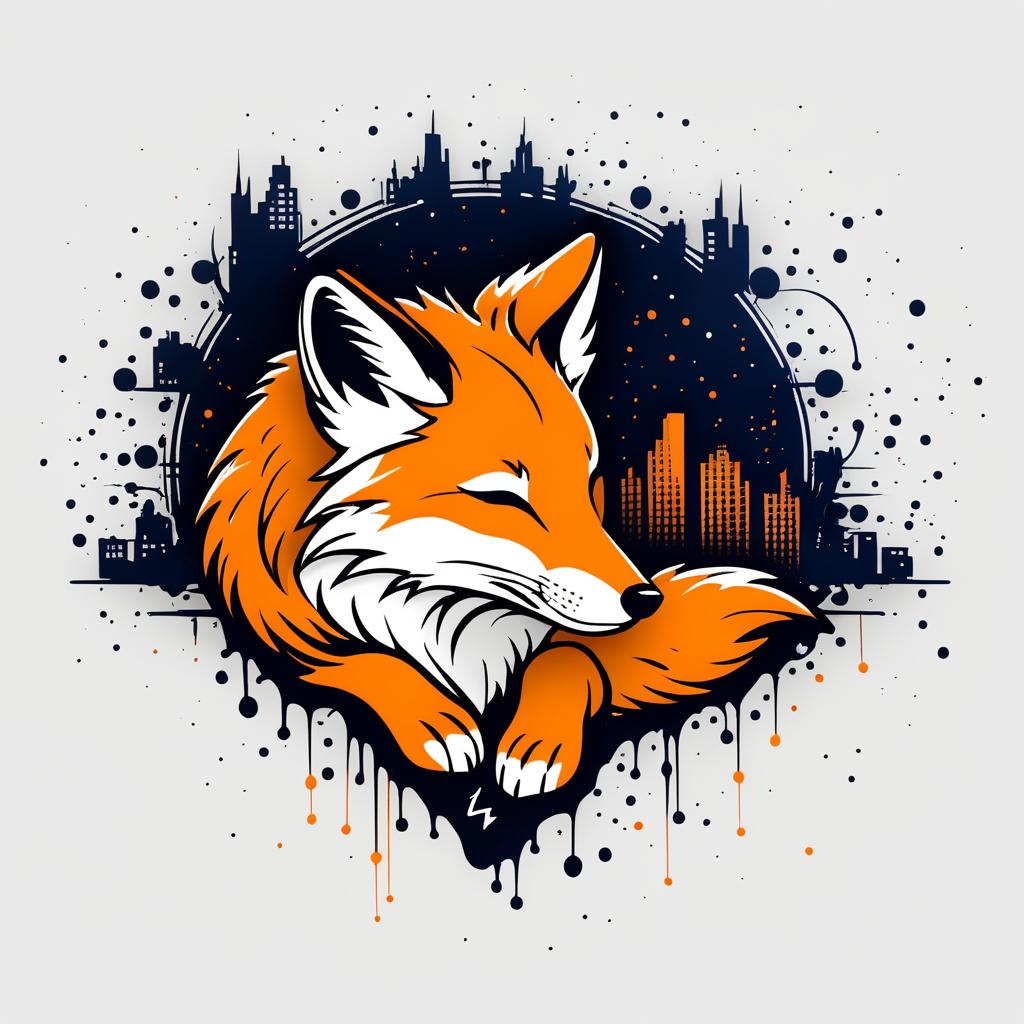 Sleeping Fox with Graffiti T-Shirt Design