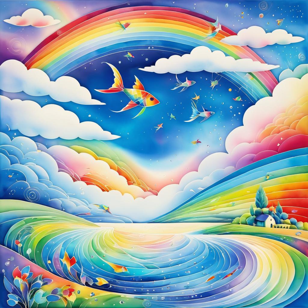 Dreamy Landscape with Flying Fish