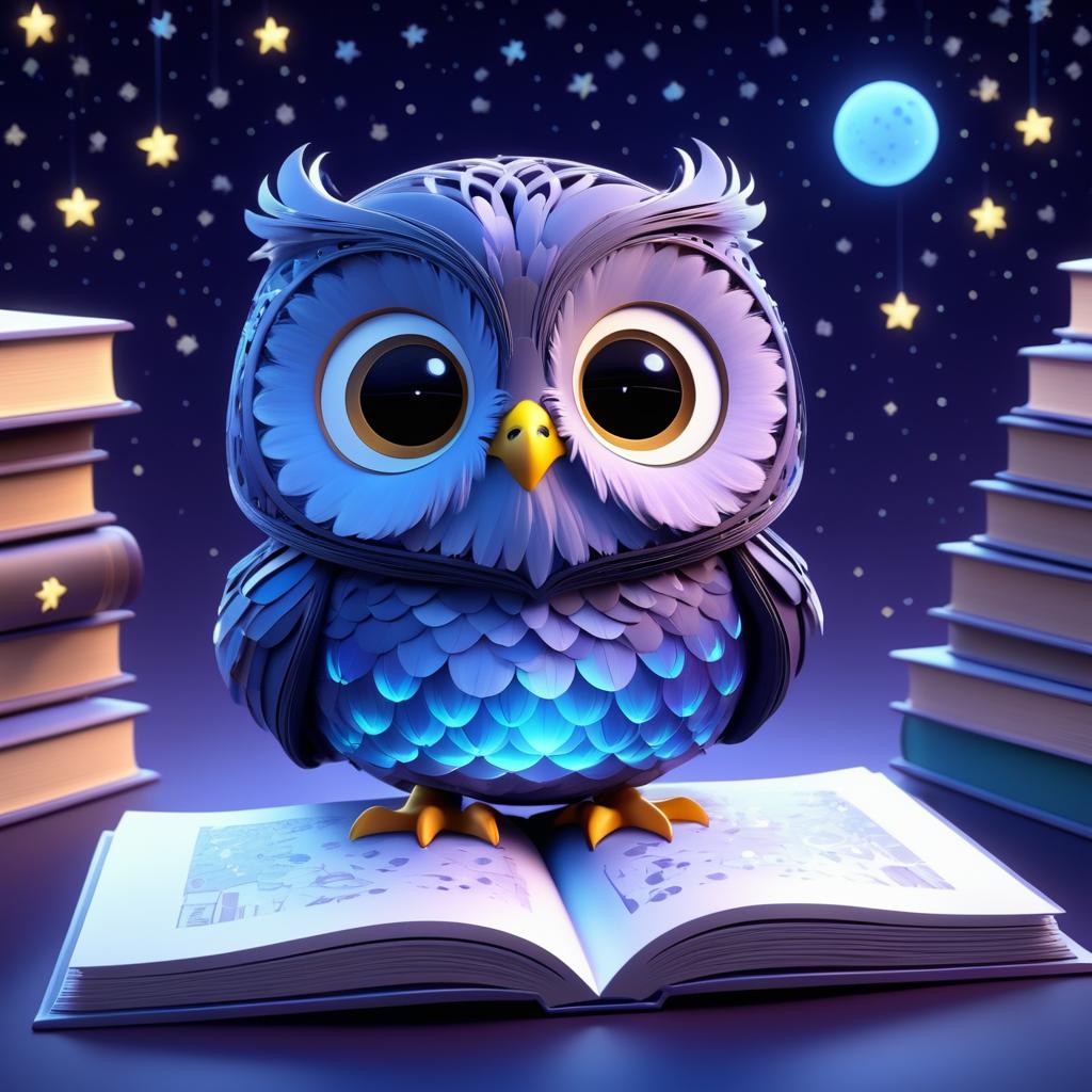 Charming Owl Under a Starry Sky